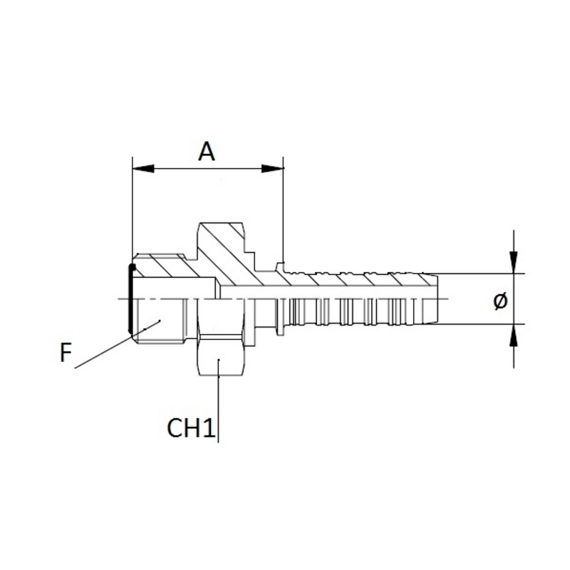 RACCORDO MASCHIO A PRESSARE ORFS FILETTO 9/16”-18 TUBO 1/4”