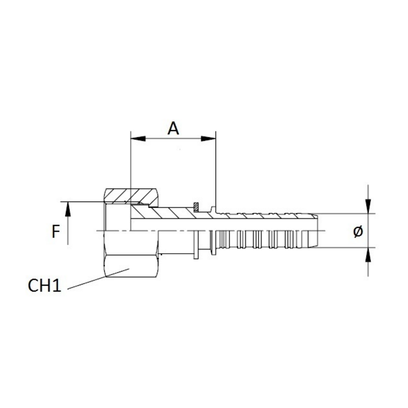 RACCORDO FEMMINA DIRITTA A PRESSARE ORFS FILETTO 9/16”- 18  TUBO 1/4”