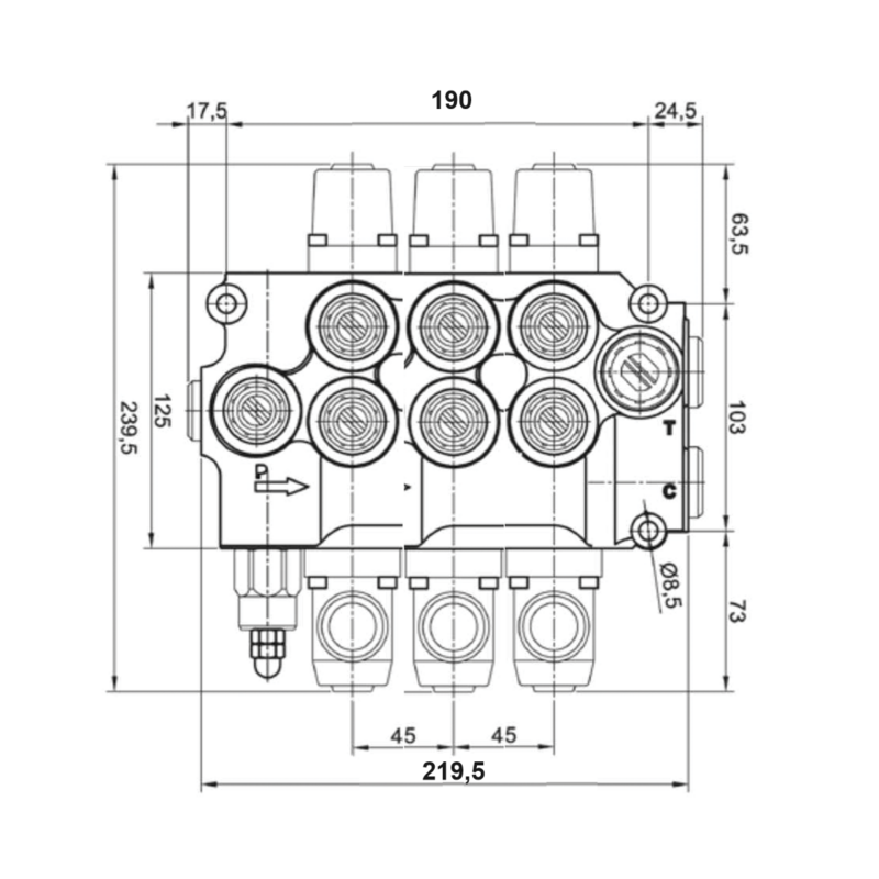 DISTRIBUTORE MODELLO BASIC A 3 LEVE DOPPIO EFFETTO 80 LITRI