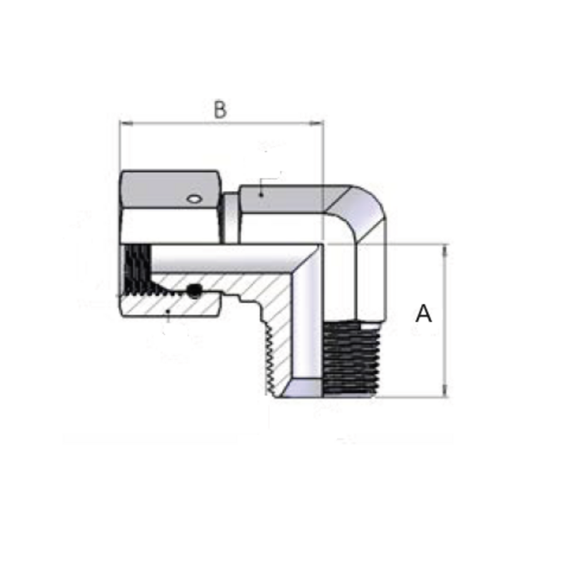 ADATTATORE A “L” MASCHIO BSPT / FEMMINA BSP GIREVOLE DA 3/4"