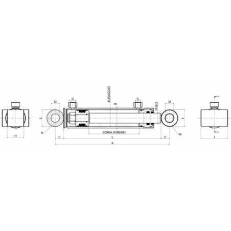 CILINDRO IDRAULICO 60X30X700  CON BOCCOLE