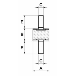 ANTIVIBRANTE CILINDRICO MASCHIO/MASCHIO 30X30MM M8, 1 PZ