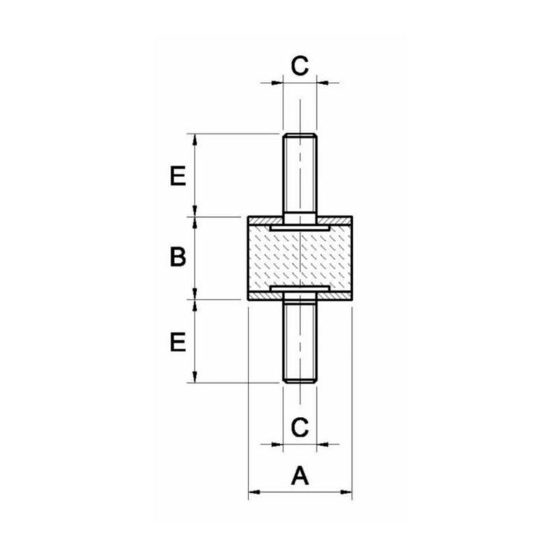 ANTIVIBRANTE CILINDRICO MASCHIO/MASCHIO 30X30MM M8, 1 PZ