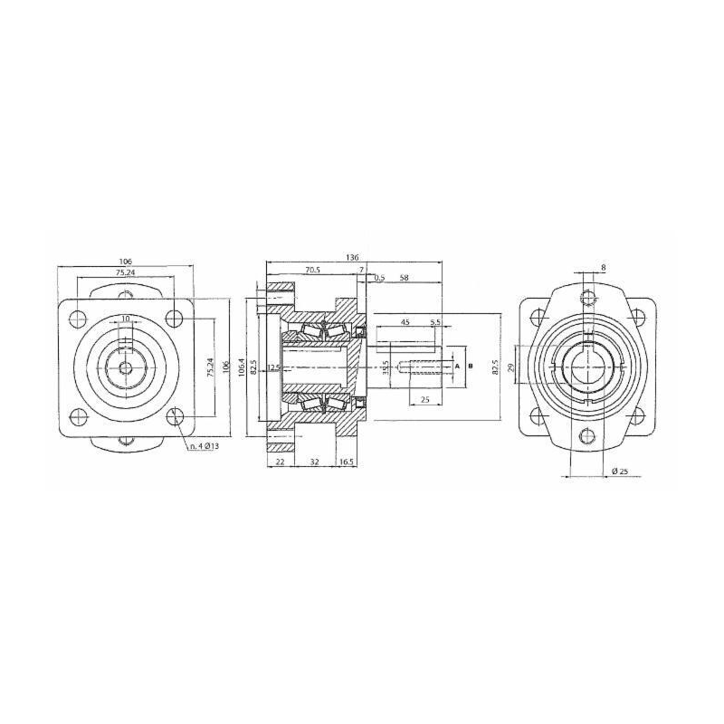 SUPPORTO ALBERO ø25 PER MOTORI ORBITALI