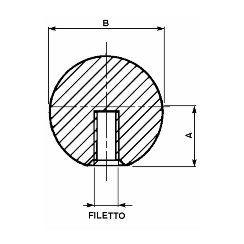 POMOLO Ø 45 FORO INTERNO FILETTATO 14MA