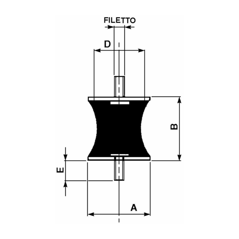 ANTIVIBRANTI CILINDRICI SGOLATI 40X30 MM, M8