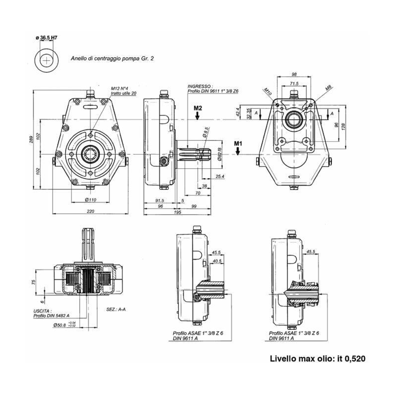 Moltiplicatore per pompa Gruppo 3 rapporto 1:3 attacco femmina corpo in ghisa