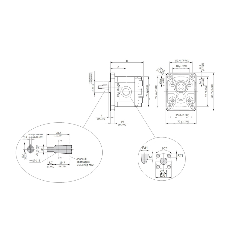 Pompa ad ingranaggi Gruppo 1 5,00 cc destra