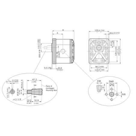Motore ad ingranaggi Gruppo 2 da 22 cc reversibile