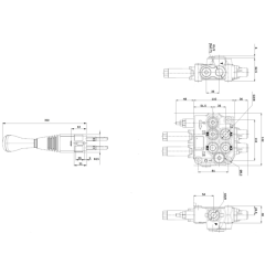 DISTRIBUTORE MODELLO "BASIC" A 2 LEVE 1° DOPPIO EFFETTO 2° DOPPIO EFFETTO FLOTTANTE 40 LITRI CON LEVA CLOCHE E CAVI L.1500mm