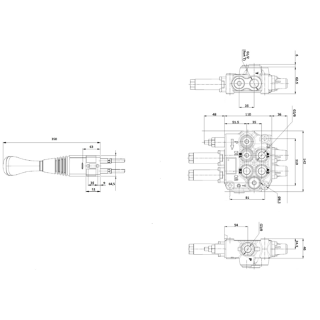 DISTRIBUTORE MODELLO "BASIC" A 2 LEVE DOPPIO EFFETTO 80 LITRI CON LEVA CLOCHE E CAVI L.1500mm