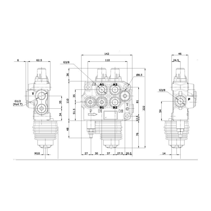 DISTRIBUTORE MODELLO "BASIC" A 2 LEVE DOPPIO EFFETTO 40 LITRI CON LEVA CLOCHE