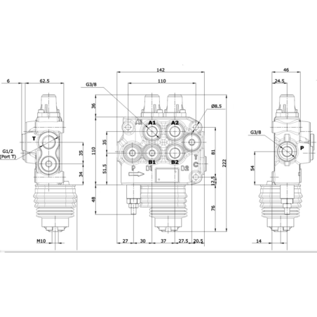 DISTRIBUTORE MODELLO "BASIC" A 2 LEVE 1° DOPPIO EFFETTO 2° DOPPIO EFFETTO FLOTTANTE 80 LITRI CON LEVA CLOCHE
