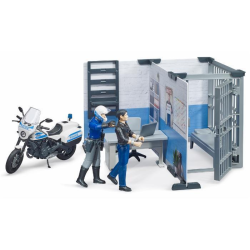 Modellini stazione polizia con motocicletta