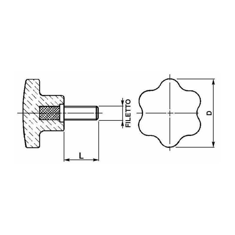 VOLANTINO 6 LOBI MASCHIO FILETTO M12X20