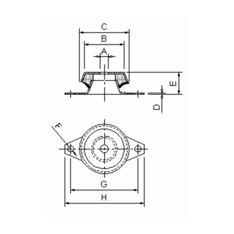 SUPPORTO ANTIVIBRANTE A CAMPANA 62X30