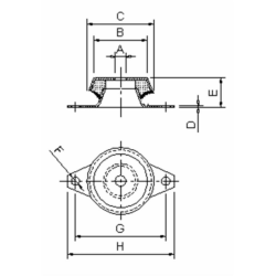 SUPPORTO ANTIVIBRANTE A CAMPANA 119X50