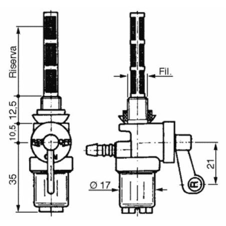 RUBINETTO PER SERBATOI BENZINA E PETROLIO Ø6