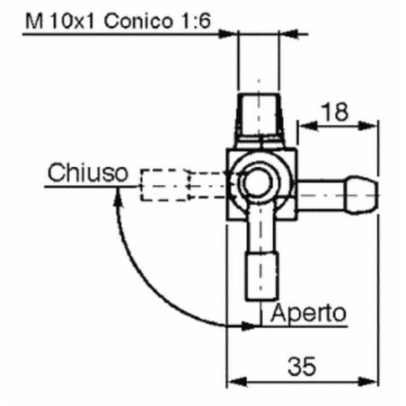 RUBINETTO PER SERBATOI BENZINA E PETROLIO Ø6 1 VIA