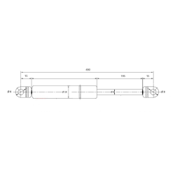 Molla a gas Lmax 490 mm, 200N, corsa 195 mm