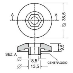 BORCHIA PER CABINE SEDE ESAGONALE