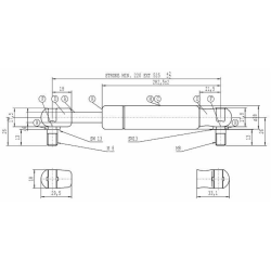 Molla a gas STABILUS, Lmax 525 mm, 150N, corsa 200 mm