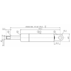 Molla a gas STABILUS Lmax 200,5 mm, 100N, corsa 68 mm