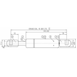 Molla a gas STABILUS Lmax 275 mm, 250N, corsa 95 mm