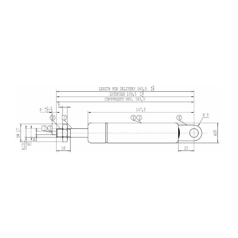 MOLLA A GAS BLOCCABILE STABILUS ESTENSIONE MAX 195,5 MM 400N