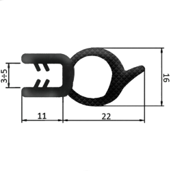 GUARNIZIONE PER LAMIERA O ABS CON AGGANCIO DA 3 MM A 5 MM