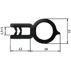 GUARNIZIONE PER LAMIERA O ABS CON AGGANCIO DA 1 MM A 3 MM