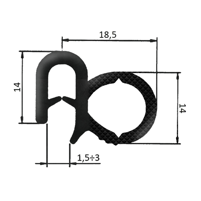 GUARNIZIONE PER LAMIERA, ABS E COFANI CON AGGANCIO FINO A 3MM