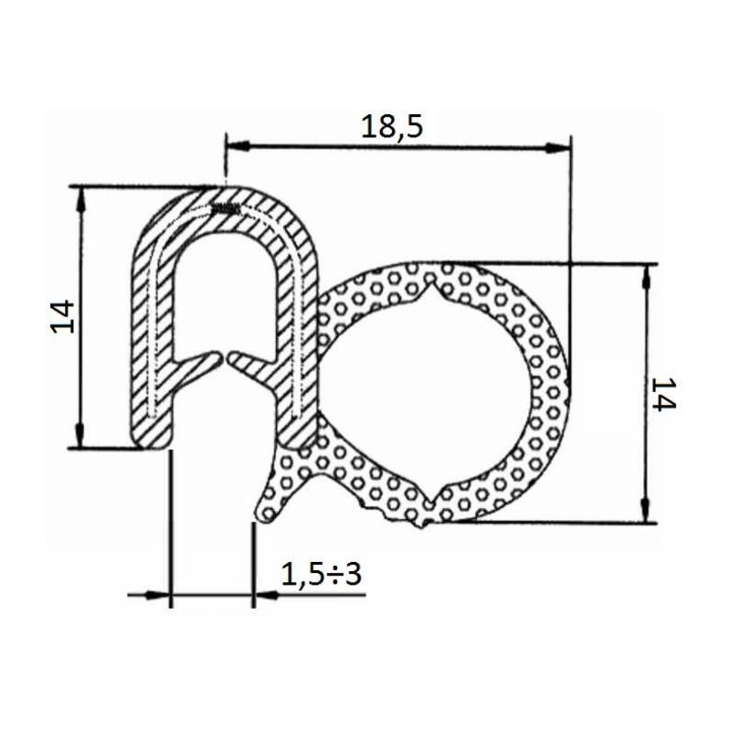 GUARNIZIONE PER LAMIERA, ABS E COFANI CON AGGANCIO FINO A 3MM
