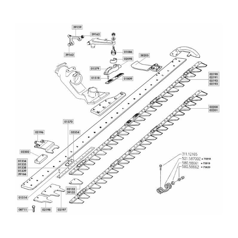 LAMA 15 SEZIONI RIGATE L - 0,80 MT