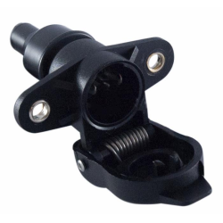 Presa 2 poli 12-24 V in plastica, con due fori di fissaggio e coperchio