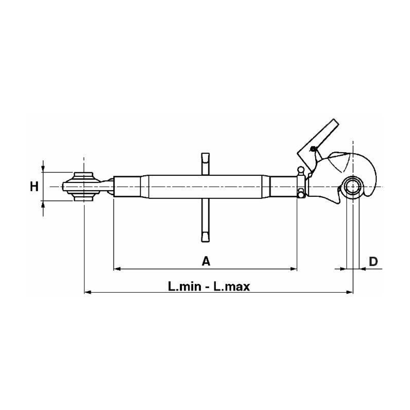 TERZO PUNTO 3°CAT. CON GANCIO E TIRANTE TUBO L-400
