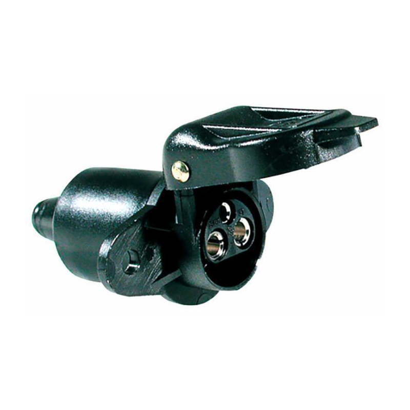 Presa a 3 poli 12–24 V in plastica, con 2 fori di fissaggio e coperchio