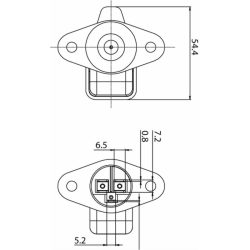 Presa a 3 poli 12–24 V in plastica, con 2 fori di fissaggio e coperchio