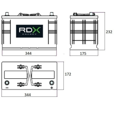 BATTERIA 12V 110AH 800A 344X175X232 MM DX