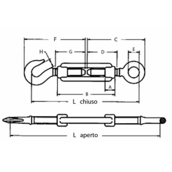 TENDITORE GANCIO E OCCHIO Ø 3/8", L MINIMA - 196MM