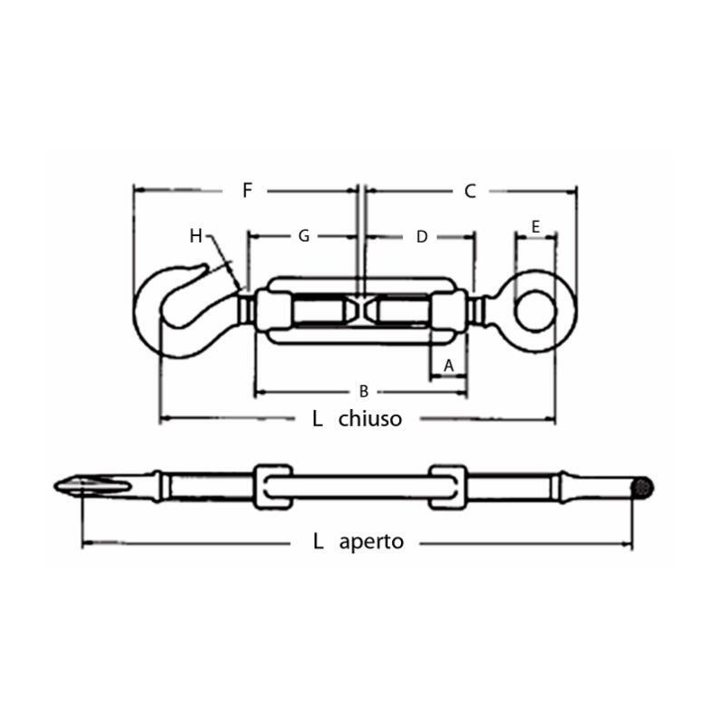TENDITORE GANCIO E OCCHIO Ø 5/8", L MINIMA - 296MM