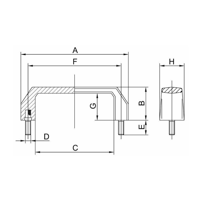 MANIGLIA L-135MM CON VITI M8