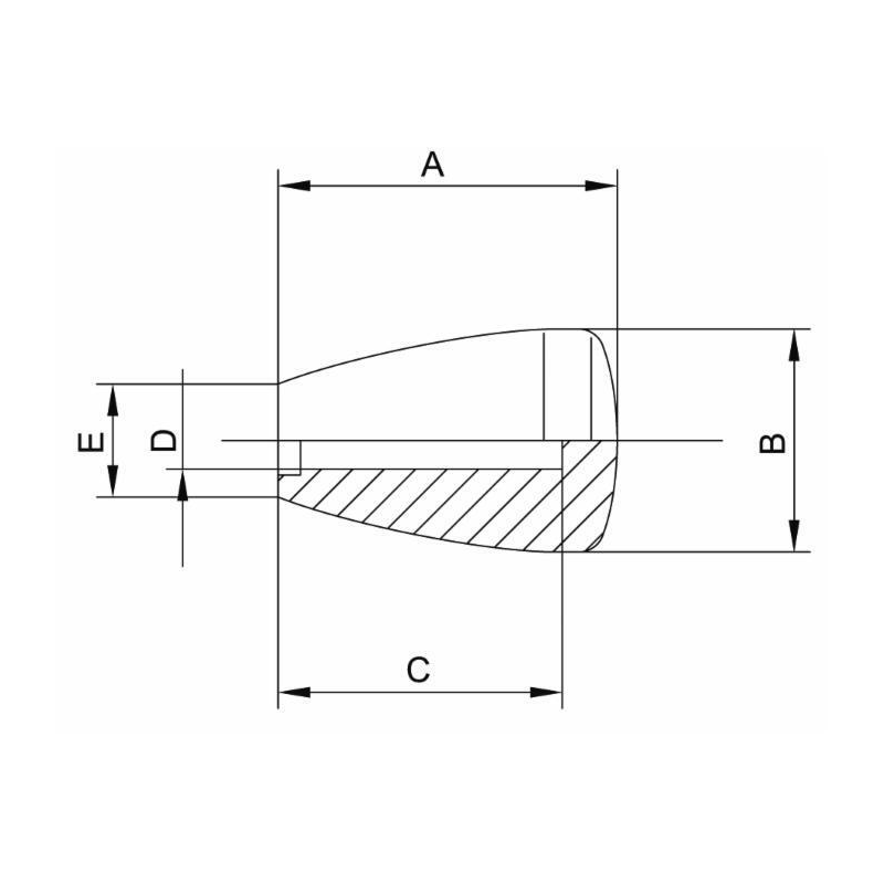 POMELLO L-37MM FORO LISCIO Ø 8