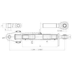 TERZO PUNTO CAT.3/4, FILETTO 48X3, TUBO L-350 CON TIRANTE E ATTACCO SNODATO