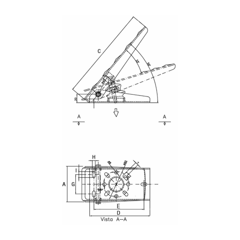PEDALE PER POMPA FRENO L-190MM