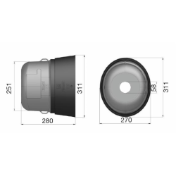 CONTROCUFFIA OVALE MEDIA FASCIA LUNGA L-280 + 1 SPORTELLO
