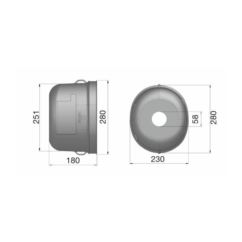 CONTROCUFFIA OVALE MEDIA  L-180 + 2 SPORTELLI