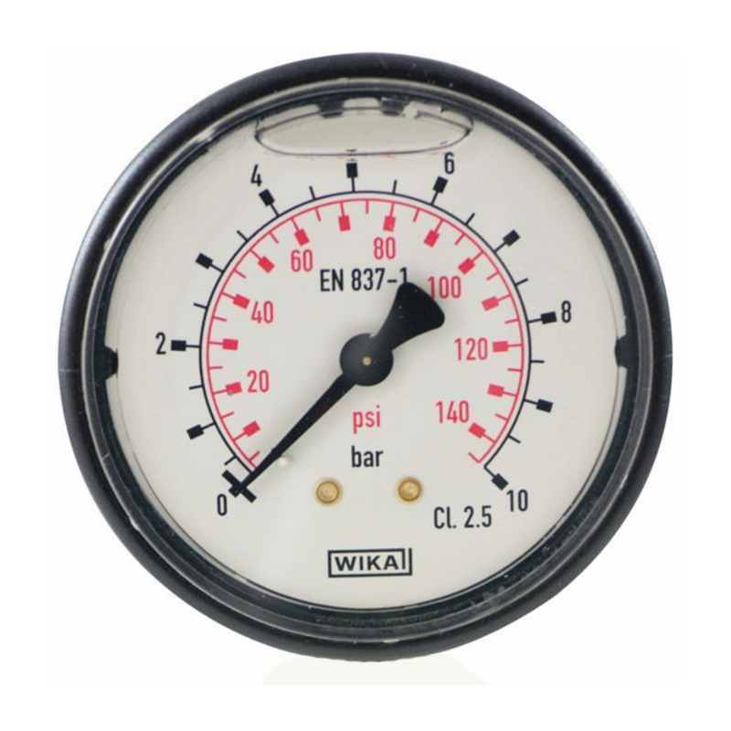 MANOMETRO IN ABS Ø 63MM, SCALA 0/10 BAR, ATTACCO POSTERIORE R 1/4"