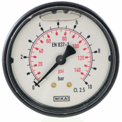 MANOMETRO IN ABS Ø 63MM, SCALA 0/100 BAR, ATTACCO POSTERIORE G 1/4"