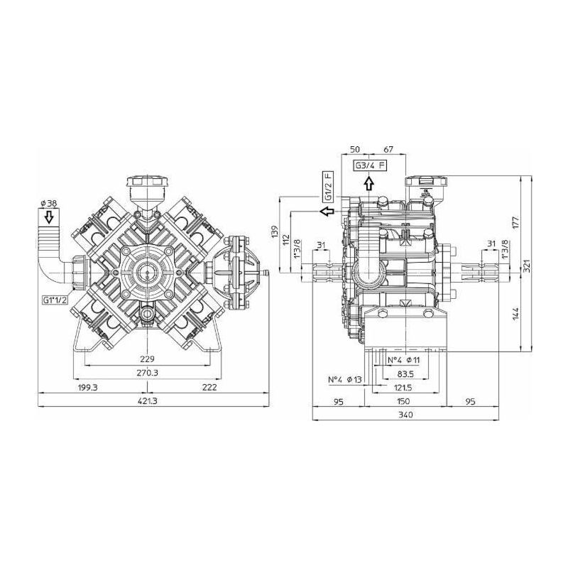 POMPA A MEMBRANA MOD.UDOR DELTA 100TS 2C